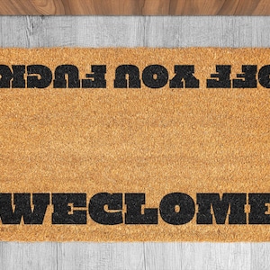 Still Game Door Mat | Weclome Door Mat | Coir Novelty Scottish DoorMat | Misspelled Welcome Mat | Off You Fuck |Scottish Housewarming