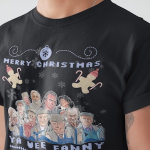 Still Game Cast "Merry Christmas Ya Wee Fanny" Funny Scottish Christmas Short-Sleeve Unisex T-Shirt