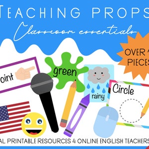 Teaching ESL Classroom Essentials Props | Printable Resources For Online English Teachers | Digital Download (Over 110 Pieces)