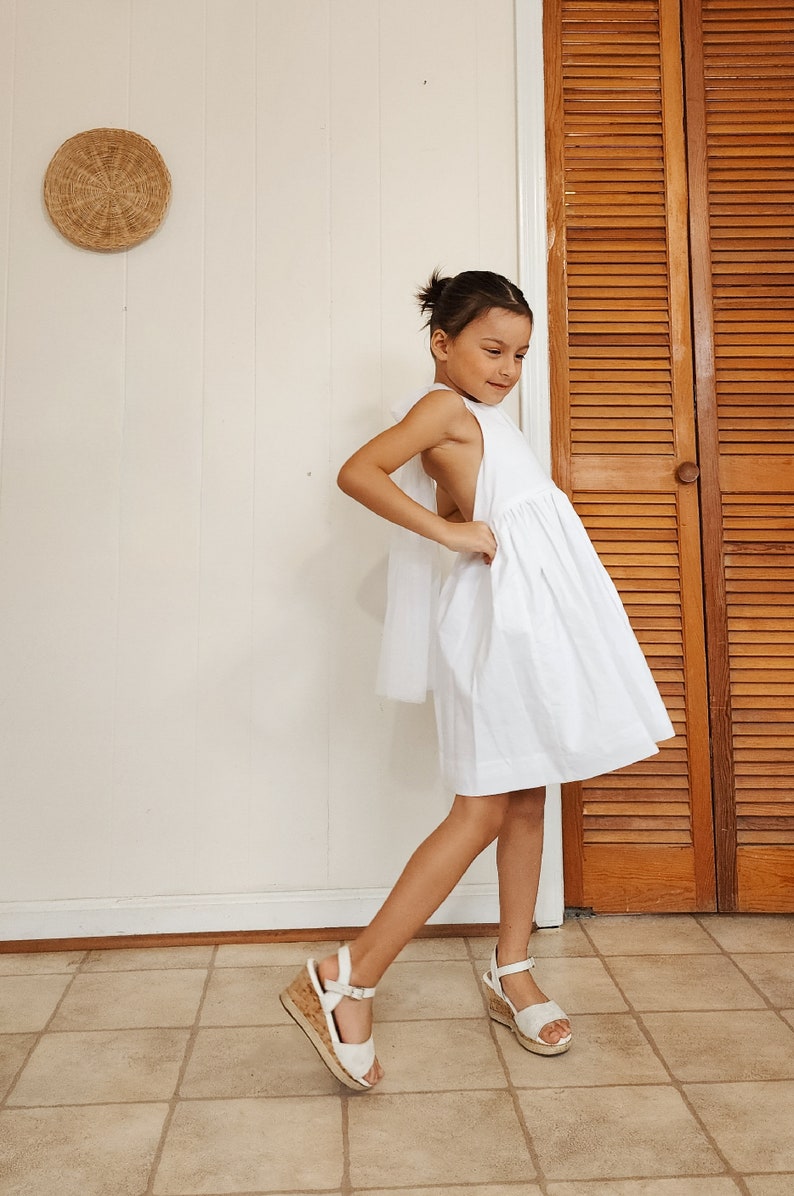 Vestido de niña de flores, vestido de marfil para niñas, vestido de niña de flores, vestido blanco para niñas, vestido de niña de flores blanco, vestido blanco de niño pequeño imagen 7