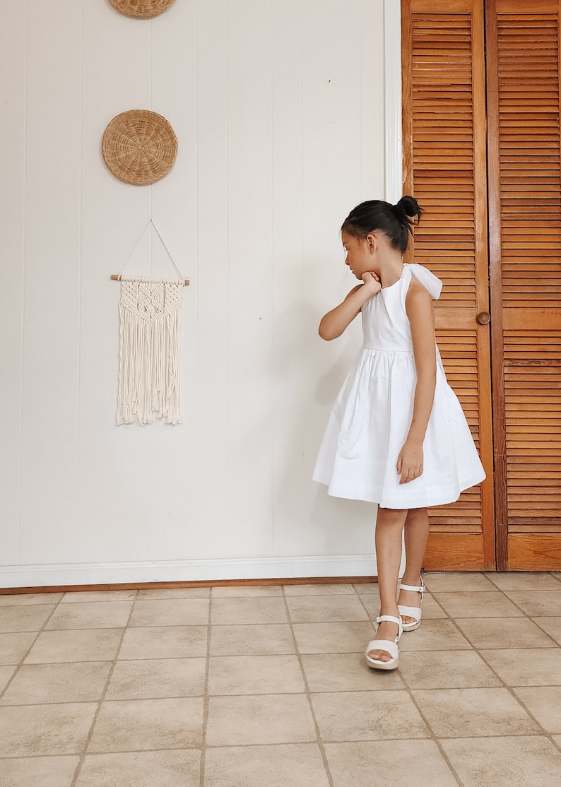 Vestido de niña de flores, vestido de marfil para niñas, vestido de niña de flores, vestido blanco para niñas, vestido de niña de flores blanco, vestido blanco de niño pequeño imagen 9