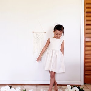 Ivory, Off white, White , Flower girl white dress, white dress for girls , flower girl dress, dress for flower girls, Bow Back Dress