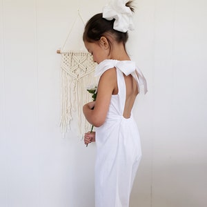 Flower Girl Dress , Flower Girl Romper, Toddler White Romper, Flower Girl Jumpsuit, Flower Girl Boho, Wedding , Wedding party , White Dress image 1