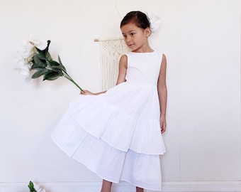 Flower Girl dress, White Flower Girl dress , toddler dress , Girls Dress ,White dress ,White dress for Girls boho ,White Dress for toddlers