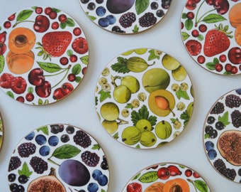 Coaster set, Colourful coasters, fun coasters, bright coasters, Fruit coasters