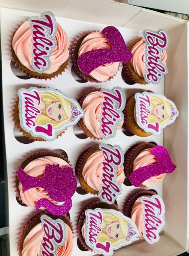 Barbie Cupcake Toppers Etsy UK