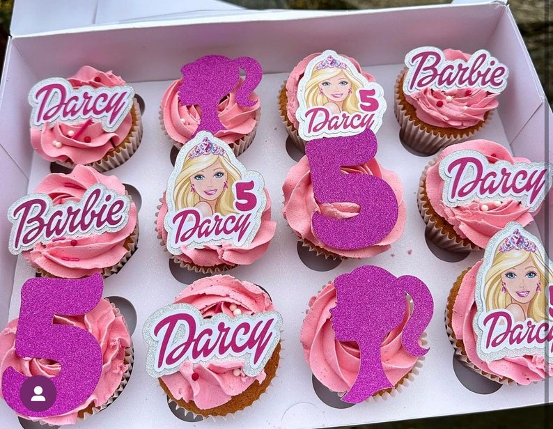 Barbie Cupcake Toppers Etsy UK