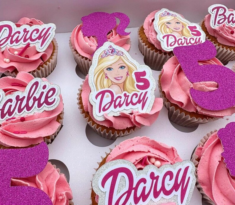 Barbie Cupcake Toppers Etsy UK