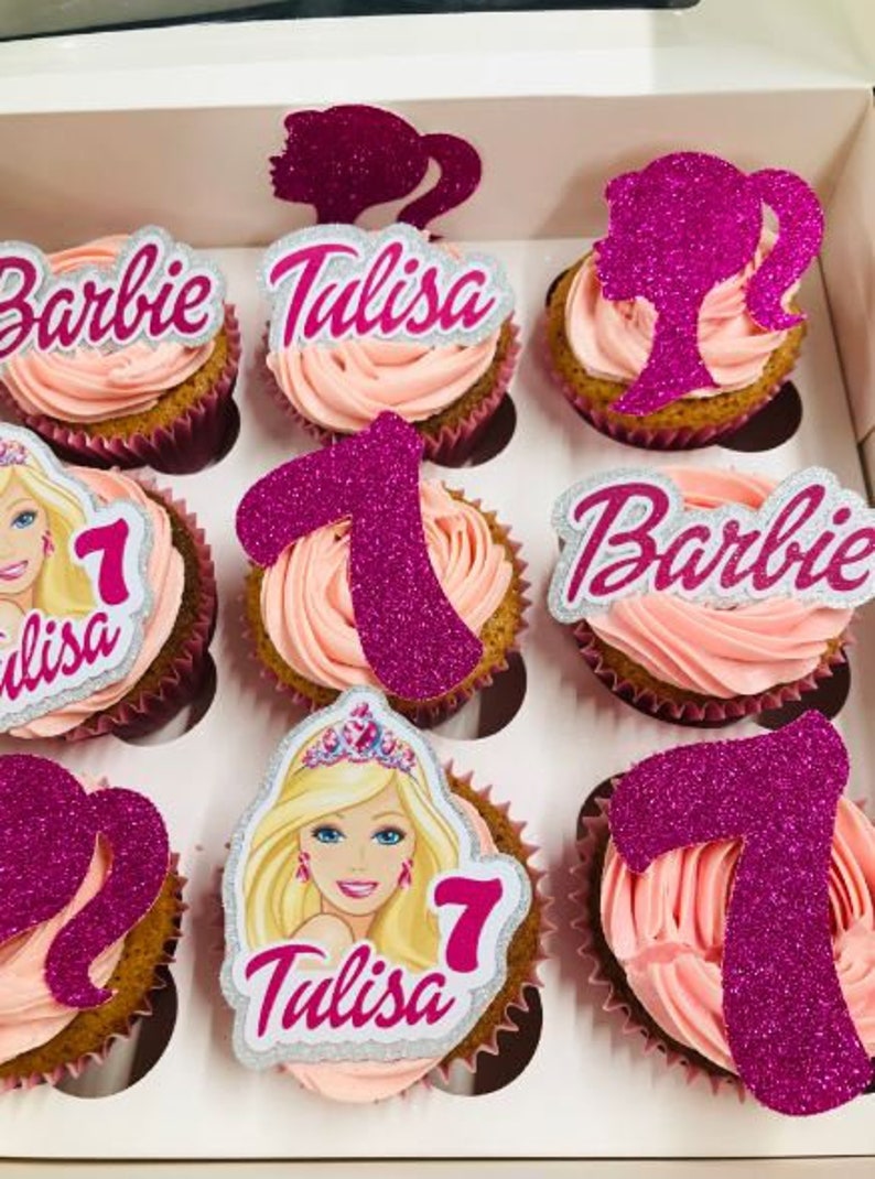 Barbie Cupcake Toppers Etsy UK