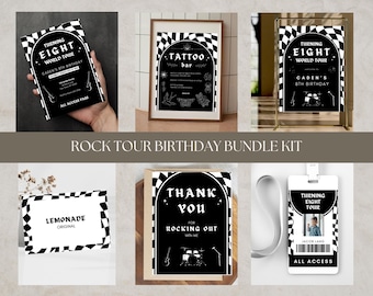 Rock World Tour - Geburtstagsparty Bundle Kit - Bearbeitbare druckbare Vorlage