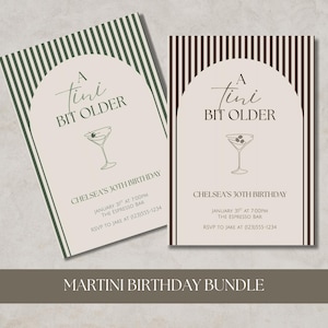 A Tini Bit Older Martini Themed - Birthday Party Invitation - Digital Editable Template