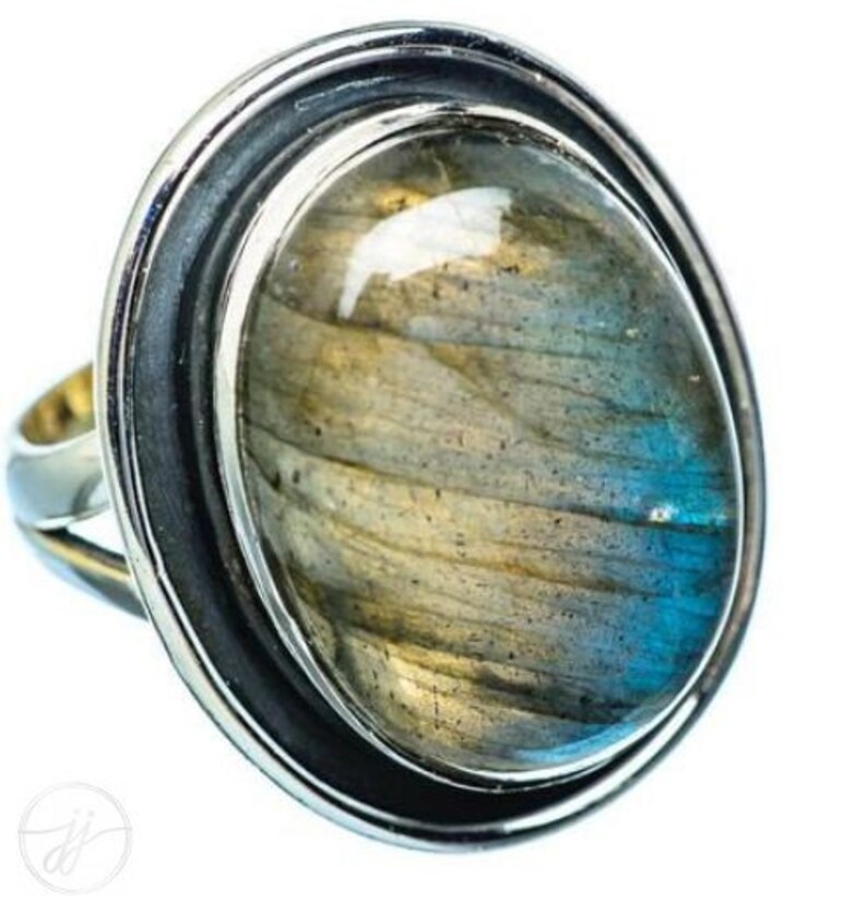 Double Bezel Set Oval Shape Split Band Ring Blue Color Stone 925 Sterling Silver Made For Her Simple Labradorite Ring Oxidized Bezel