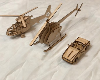 3D Wood Puzzle .A set of building toys