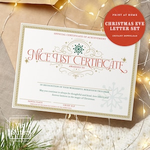 Juego de papelería en blanco para Papá Noel - Carta de Nochebuena - Certificado de lista de buenos imprimible - Plantilla A4 Descarga instantánea en PDF - Carta del Polo Norte