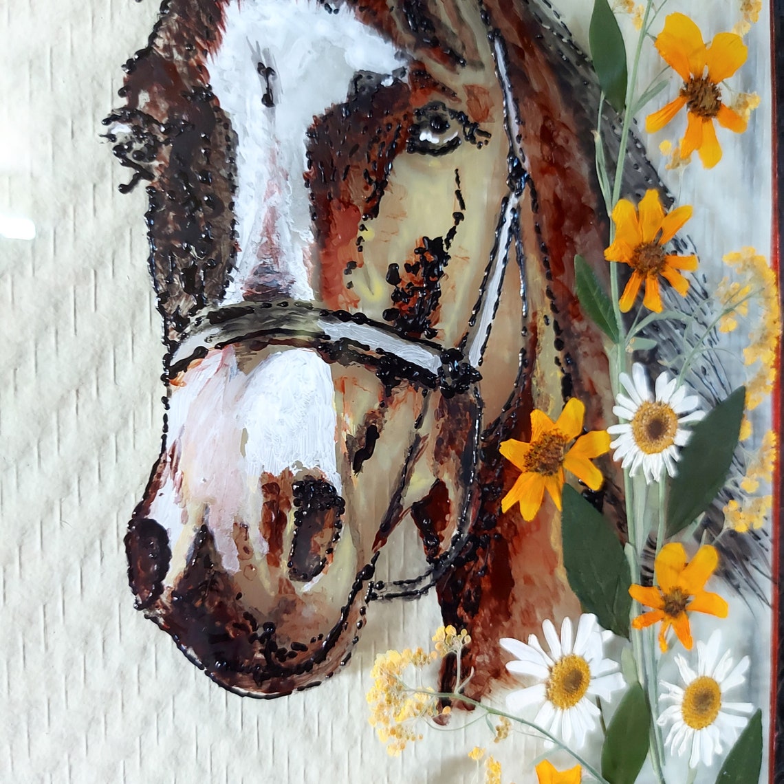 Horse Frames Suncatcher Hand Painted Horse Art Cottagecore Etsy