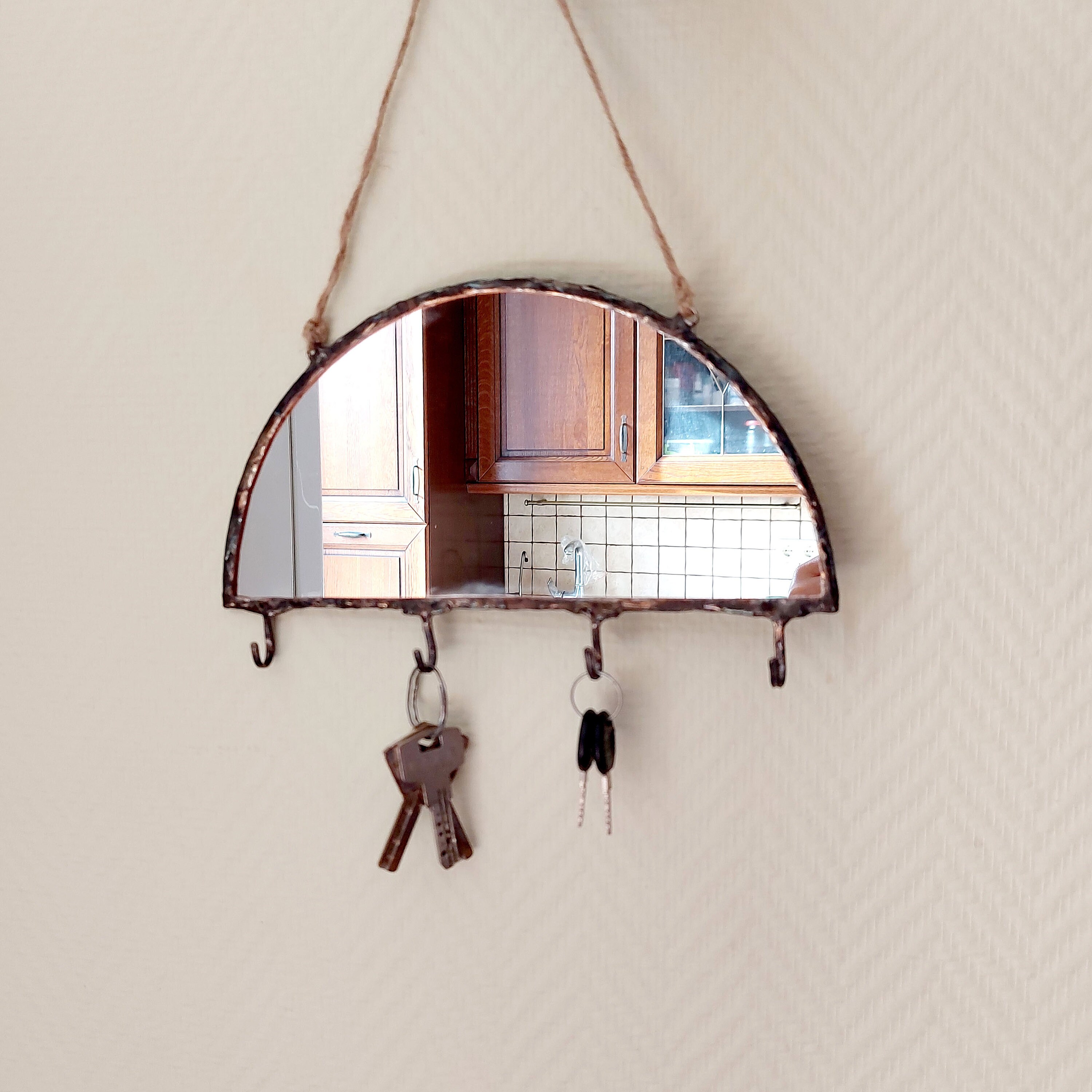 Entryway organizer with mirror Decorative mirror wall hanging Etsy