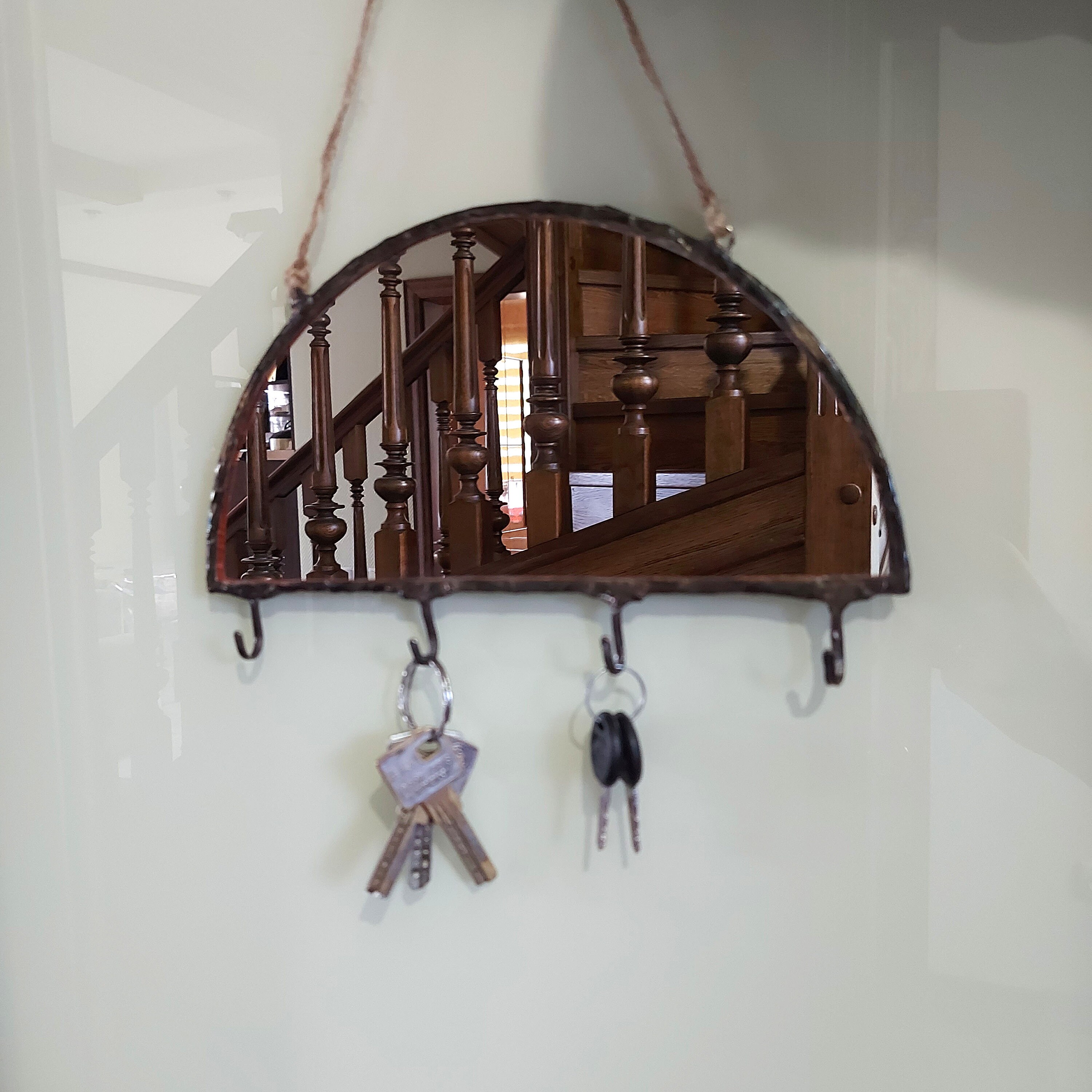 Entryway organizer with mirror Decorative mirror wall hanging Etsy