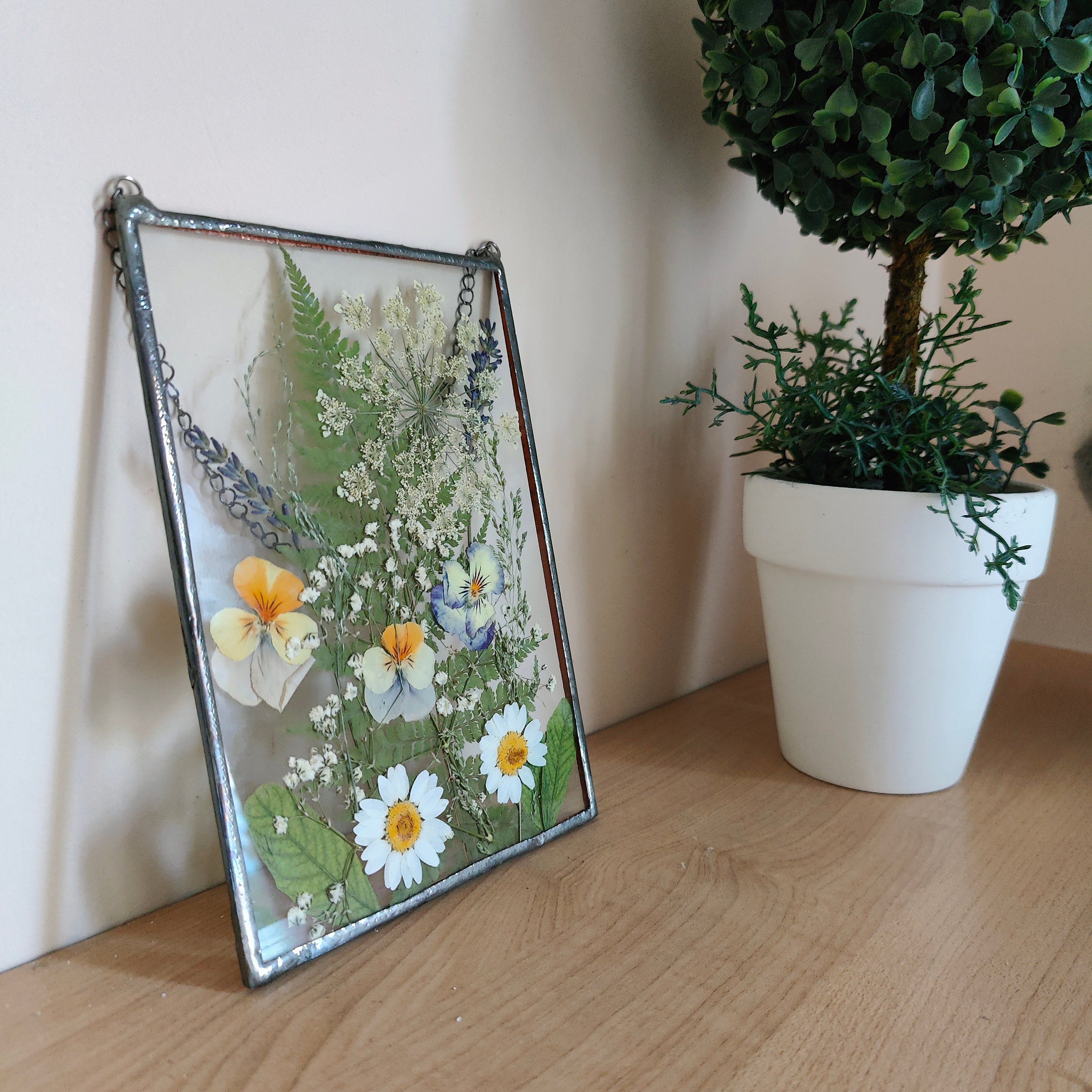 Pressed Flower Frame Flowers Pressed in Glass Suncatcher Etsy