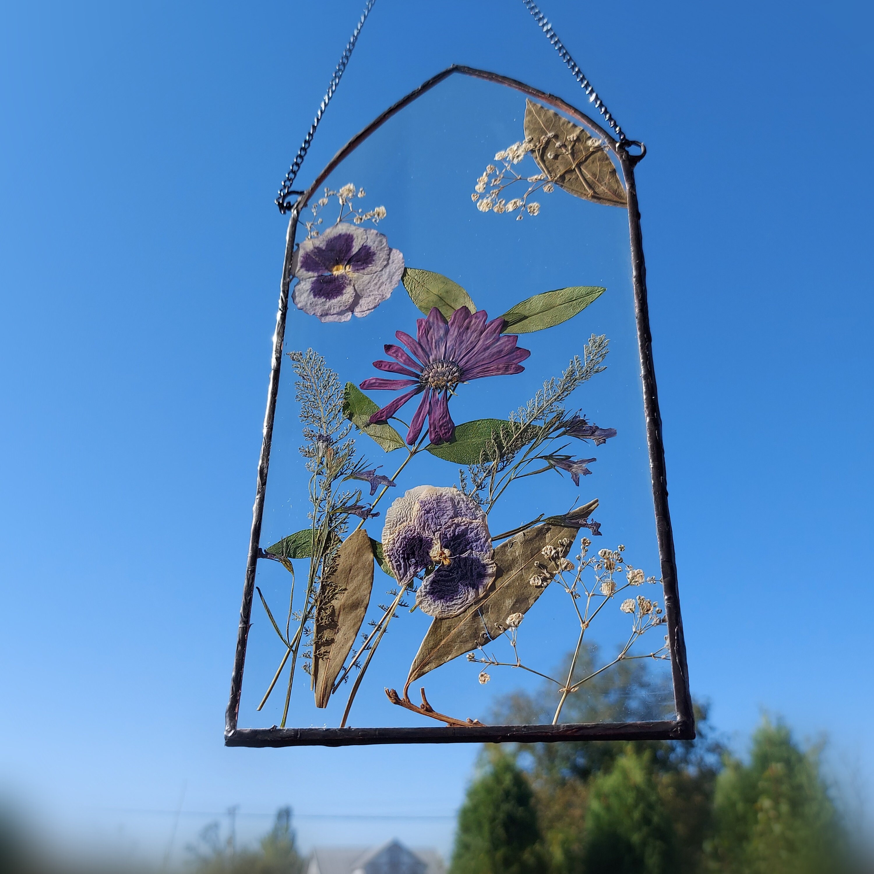 Pressed Flower Frame. Herbarium Frame. Stained Glass Panel Etsy