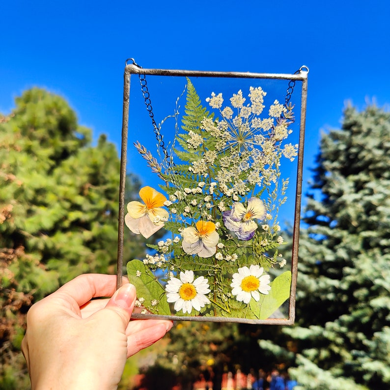 Pressed Flower Frame Flowers Pressed in Glass Suncatcher Etsy Australia