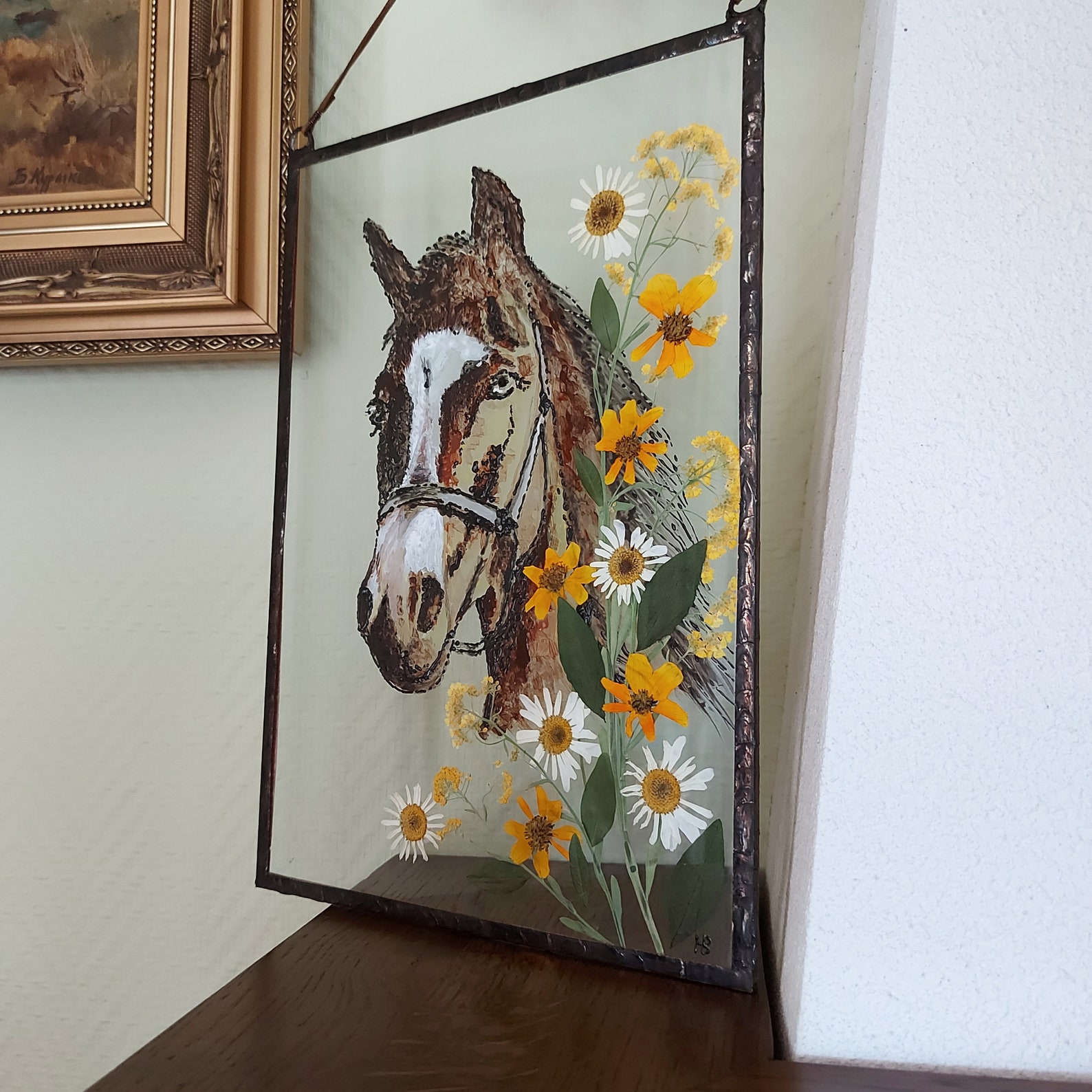 Horse Frames Suncatcher Hand Painted Horse Art Cottagecore Etsy