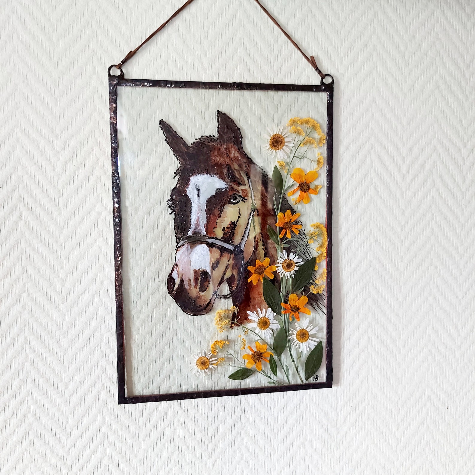 Horse Frames Suncatcher Hand Painted Horse Art Cottagecore Etsy