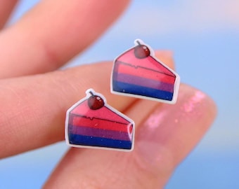 Pendientes del Orgullo Bisexual, Regalo del Orgullo, Pendientes LGBTQ, Pendientes de la Bandera Bisexual, Pendientes de Botón con Pastel Bisexual, Joyería Bisexual