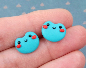 Goblincore Earrings, Blue Frog Stud Earrings, Kawaii Goblincore Jewelry, Little Froggy Earrings