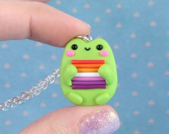 Collar de arcilla polimérica de rana lesbiana hecho a mano: dije Goblincore del orgullo LGBTQ