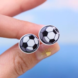 Soccer Ball Stud Earrings, Soccer Mom Gift, Sports Earrings, Football Earrings, Soccer Coach Gift, Athlete Studs, Soccer Player Jewelry