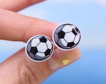 Clous d'oreilles ballon de football, cadeau pour maman footballeuse, boucles d'oreilles sport, boucles d'oreilles football, cadeau entraîneur de football, clous d'athlète, bijoux de joueur de football