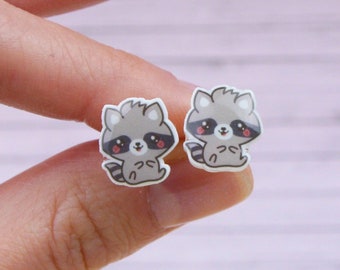 Brincos de guaxinim, presente para crianças, brincos de animais fofos, brincos de urso de guaxinim, brincos de animais selvagens, brincos de floresta