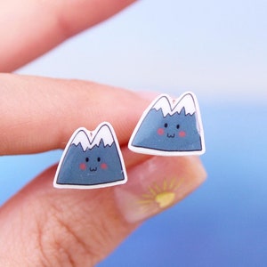 Mountain Stud Earrings, Hiking Gift, Outdoor Earrings, Mountain Jewelry, Nature Earrings, Kawaii Mountain Earrings, Wilderness Earrings