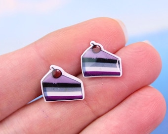 Örhängen för asexuella pride, pridegåva, HBTQ-örhängen, örhängen för asexuella flaggor, örhängen för asexuella tårtor, asexuella smycken