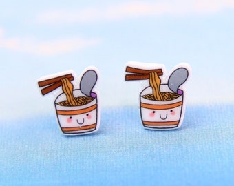 Noodle Stud Earrings: Handmade Miniature Food Jewelry