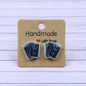 Tarot Karte Ohrstecker, Geschenk für Hexe, Drei der Schwerter Ohrringe, Schwarze Magie Geschenk, Tarot Symbolischer Schmuck