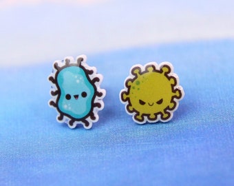 Pendientes de microbios, pendientes de biología y ciencia, pendientes desiguales, pendientes de bacterias, regalo para profesores de biología, pendientes divertidos