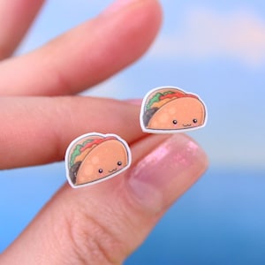 Taco Stud Earrings, Mexican Food Jewelry, Miniature Food Studs, Food Lover Gift, Taco Jewelry, Fast Food Jewelry, Tacos Earrings