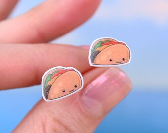 Pendientes de taco, joyería de comida mexicana, sementales de comida en miniatura, regalo para amantes de la comida, joyería de tacos, joyería de comida rápida, pendientes de tacos