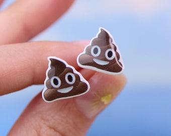 Emoji Poop Stud Earrings: Funny Acrylic Resin Jewelry Gift
