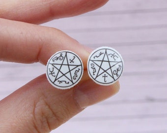 Pentagram Stud Earrings, Pentacle Earrings, Wiccan Gift, Witchy Pentagram Earrings, Witch Jewelry, Wiccan Earrings