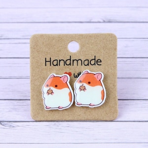 Hamster Stud Earrings, Best Hamster Owner Gift, Cute Pet Earrings