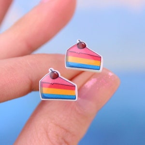 Pansexual Pride Earrings, Pride Gift, LGBTQ Earrings, Pansexual Flag Earrings, Pansexual Cake Stud Earrings, Pansexual Jewelry