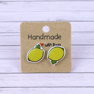 Lemon Stud Earrings, Summer earrings, Quirky earrings, Yellow Fruit Earrings, Miniature Food Studs, Citrus Earrings
