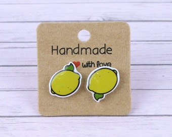 Lemon Stud Earrings, Summer earrings, Quirky earrings, Yellow Fruit Earrings, Miniature Food Studs, Citrus Earrings