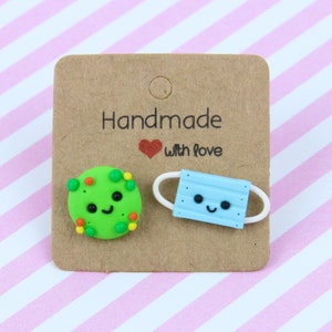 Face Mask Stud Earrings, Funny Medical Gift, Fun Mismatched Earrings