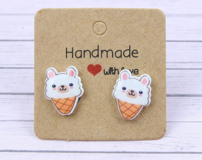 Tiny Llama Stud Earrings in Sterling Silver, Alpaca Sheep Earrings