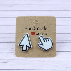 Arrow & Hand Cursor Stud Earrings, Funny Programmer Gift, PC Computer Earrings