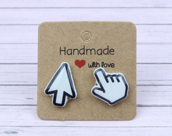 Pendientes con forma de flecha y cursor de mano, regalo divertido para programadores, pendientes con forma de computadora