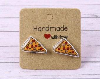 Pizza Slice Stud Earrings, Pizza Lover Gift, Nickel Free Earrings, Pepperoni Pizza Earrings